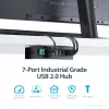 StarTech.com 7-Port USB 2.0 Hub - Metal Industrial USB-A Hub with ESD Protection & 350W Surge Protection - Din Rail, Wall or Desk Mountable - TAA Compliant USB Expander Hub