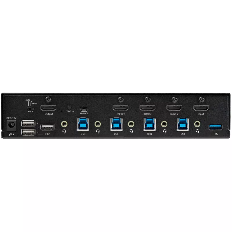 StarTech.com 4 Port HDMI KVM Switch - Single Monitor 4K 60Hz Ultra HD HDR - Desktop HDMI 2.0 KVM Switch with 2 Port USB 3.0 Hub (5Gbps) and 4x USB 2.0 HID, Audio - Hotkey Switching - TAA