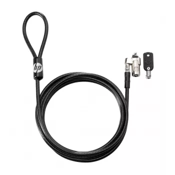 HP Keyed Cable Lock 10 mm, 1.83 m, Round key, Galvanized steel, Black