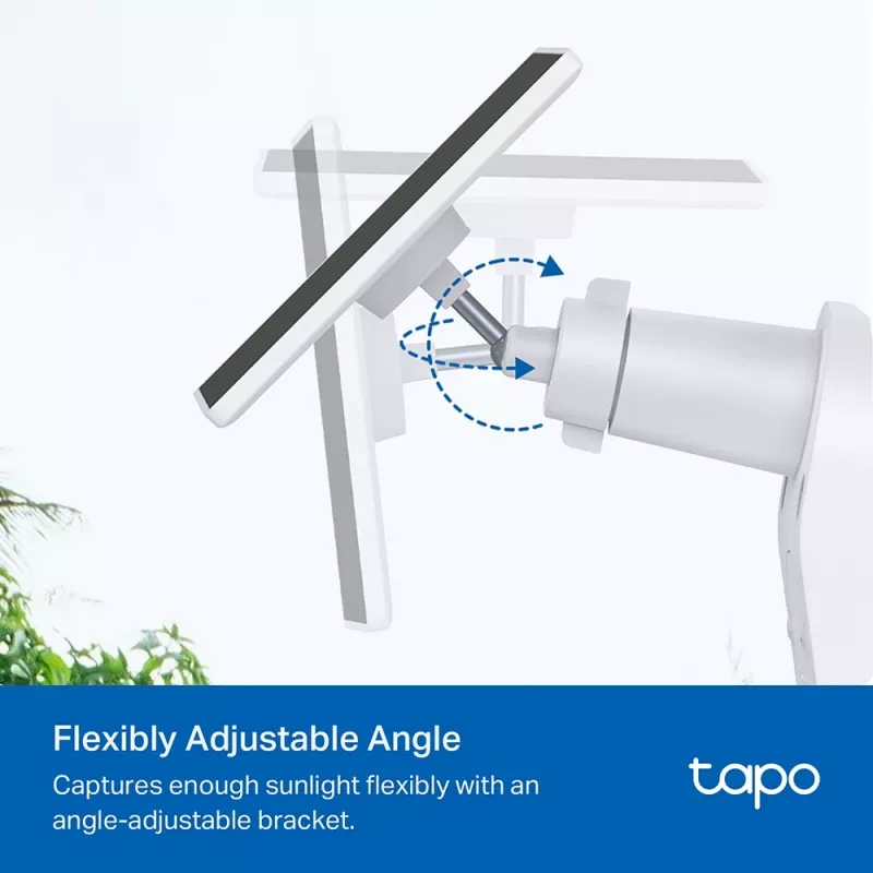 TP-Link Tapo Solar Panel SPEC: 5.2V 2.5W FEATURE: Type-C Charging Port, Non-Stop Power, Flexible Solar Installation, Works with Battery Camera, 4m Charging Cable(Total), Weatherproof (IP65)