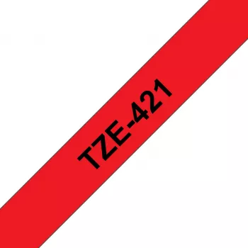 Brother TZE-421 label-making tape Black on red