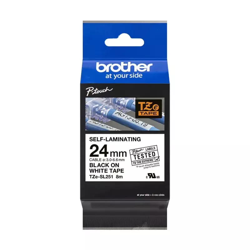 Brother TZESL251 label-making tape Black on white
