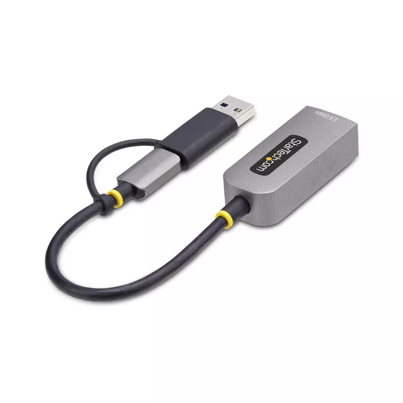 StarTech.com 2.5GbE USB-C to Ethernet Adapter with USB-A Converter, NBASE-T NIC, USB 3.0 Type-C 2.5/1G Multi Speed Network, Thunderbolt Compatible, Windows & Mac