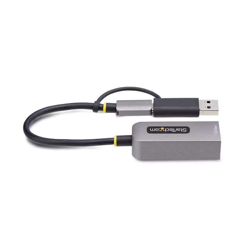 StarTech.com 2.5GbE USB-C to Ethernet Adapter with USB-A Converter, NBASE-T NIC, USB 3.0 Type-C 2.5/1G Multi Speed Network, Thunderbolt Compatible, Windows & Mac