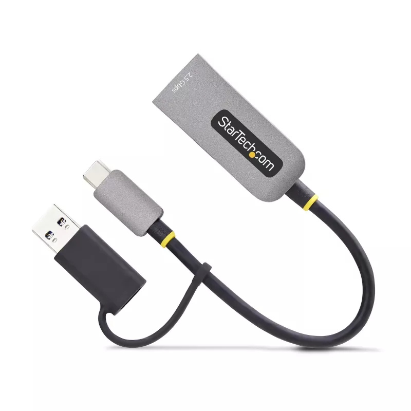 StarTech.com 2.5GbE USB-C to Ethernet Adapter with USB-A Converter, NBASE-T NIC, USB 3.0 Type-C 2.5/1G Multi Speed Network, Thunderbolt Compatible, Windows & Mac