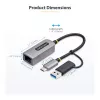 StarTech.com 2.5GbE USB-C to Ethernet Adapter with USB-A Converter, NBASE-T NIC, USB 3.0 Type-C 2.5/1G Multi Speed Network, Thunderbolt Compatible, Windows & Mac
