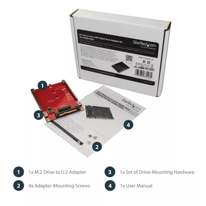 StarTech.com M.2 Drive to U.2 (SFF-8639) Host Adapter for M.2 PCIe NVMe SSDs