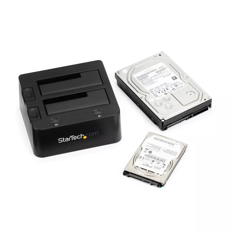 StarTech.com Dual-Bay USB 3.0 to SATA and IDE Hard Drive Docking Station, USB Hard Drive Dock, External 2.5/3.5 inch SATA I/II/III and IDE (40 pin) SSD/HDD Docking Station, Hot-Swap Hard Drive Bays, Top-Loading