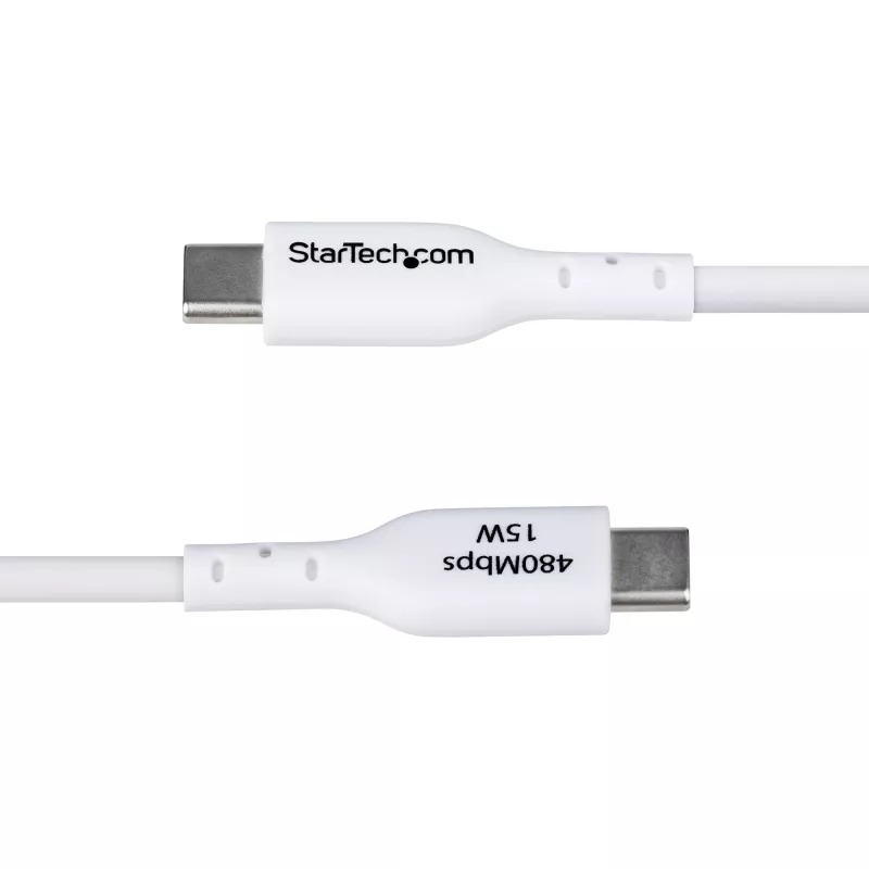 StarTech.com 6.6ft (2m) USB-A to USB-C Charging Cable, Charge & Sync, 3A, USB 2.0, TPE Jacket - White USB Charging Cord