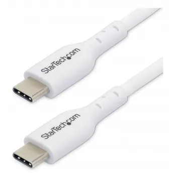 StarTech.com 1m (3.3ft) White USB-C Charging Cable, USB C Cable, USB 2.0 Type-C Laptop Charger Cord, 60W 3A Power Delivery, TPE Jacket, USB-C Data Transfer Cable, M/M
