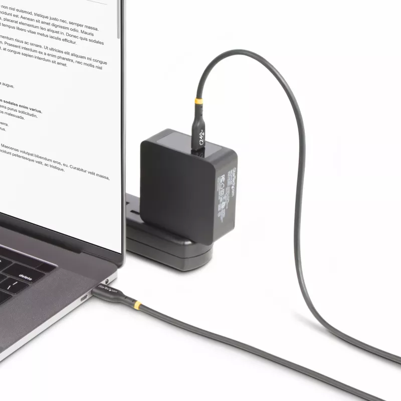 StarTech.com 2m USB-C Charging Cable, USB-IF Certified USB C Cable, 240W PD EPR, USB 2.0 Type-C Laptop Charger Cord, USB-C Data Transfer Cable, TPE Jacket, M/M