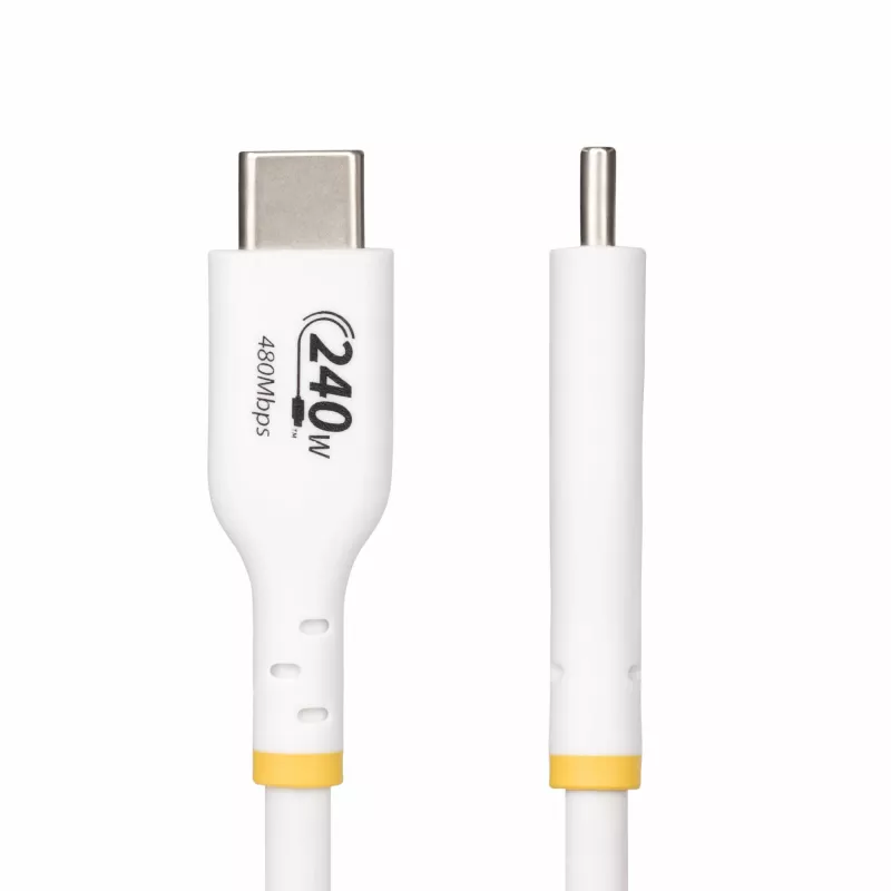 StarTech.com 2m White USB-C Charging Cable, USB-IF Certified USB C Cable, 240W PD EPR, USB 2.0 Type-C Laptop Charger Cord, USB-C Data Transfer Cable, TPE Jacket