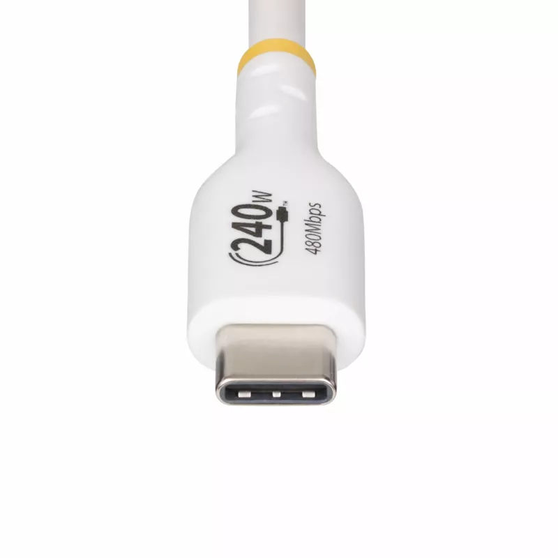 StarTech.com 2m White USB-C Charging Cable, USB-IF Certified USB C Cable, 240W PD EPR, USB 2.0 Type-C Laptop Charger Cord, USB-C Data Transfer Cable, TPE Jacket