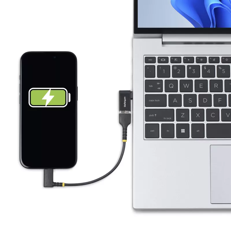 StarTech.com Right Angled USB-C to USB-A Adapter, USB 5Gbps, Compact USB-C Male to USB-A Female Adapter, Metal Housing, M/F