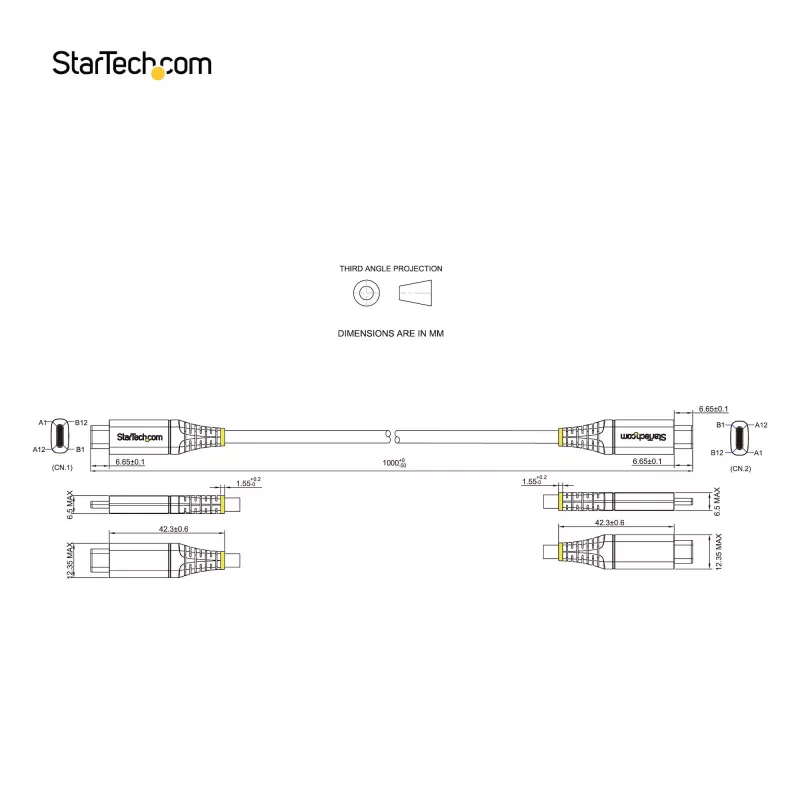 StarTech.com 3ft (1m) USB C Cable 10Gbps - USB-IF Certified USB-C Cable - USB 3.1 Type-C Cable - 100W (5A) Power Delivery Charging, DP Alt Mode - USB C to C Cord - Charge & Sync