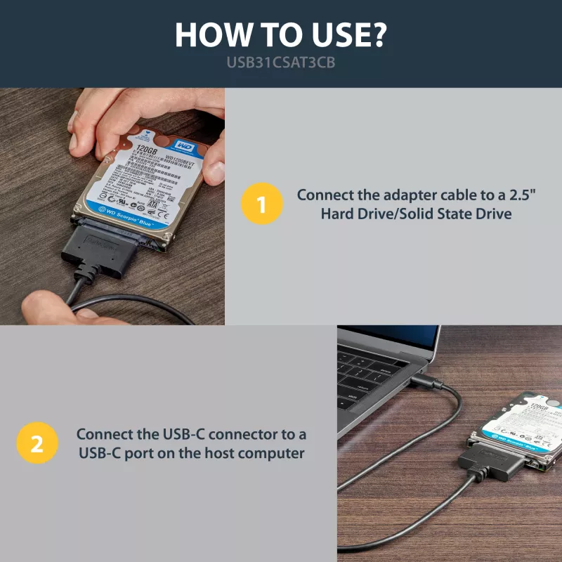 StarTech.com USB 3.1 (10Gbps) Adapter Cable for 2.5” SATA Drives - USB-C