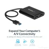 StarTech.com USB 3.0 to Dual DisplayPort Adapter - 4K 60Hz, 3.2 Gen 1 (3.1 Gen 1), USB Type-A, DisplayPort output, 4096 x 2160 pixels