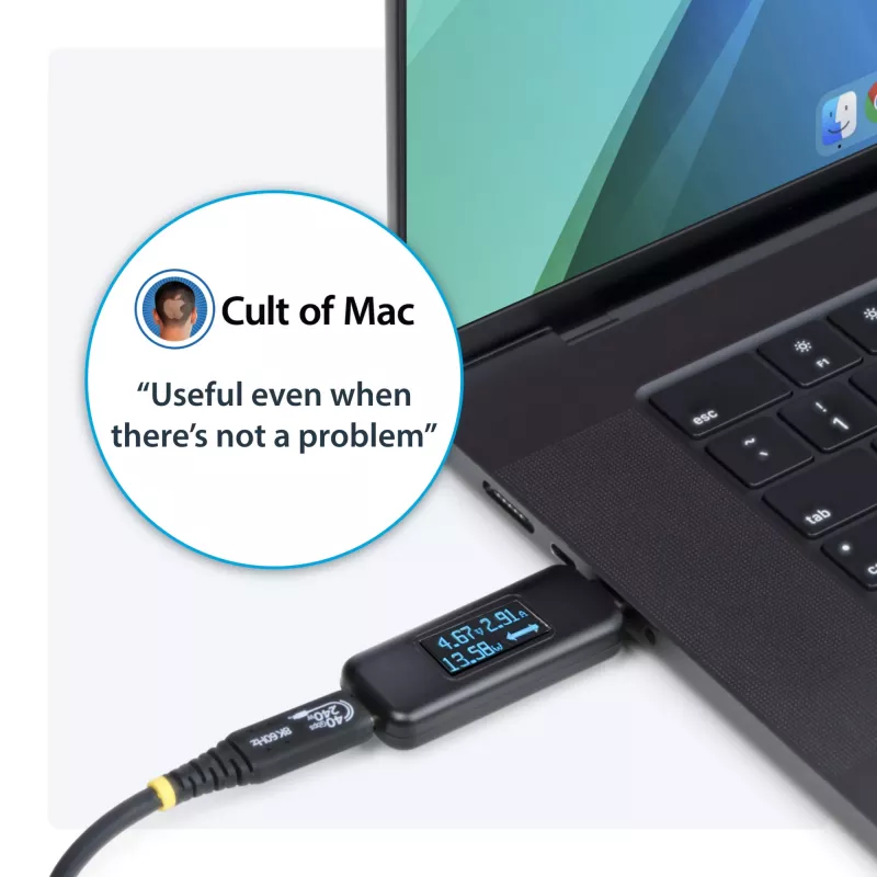 StarTech.com USB-C Power Tester, Digital Multimeter, Bi-Directional Voltage and Current Meter, Up to 240W PD EPR, Portable USB-C Cable and Port Power Meter Tester
