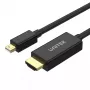 Video cable adapter Unitek Mini DisplayPort to HDMI 2 m, HDMI 1.4, 4K@30Hz, HDCP 2.0, gold-plated contacts, black