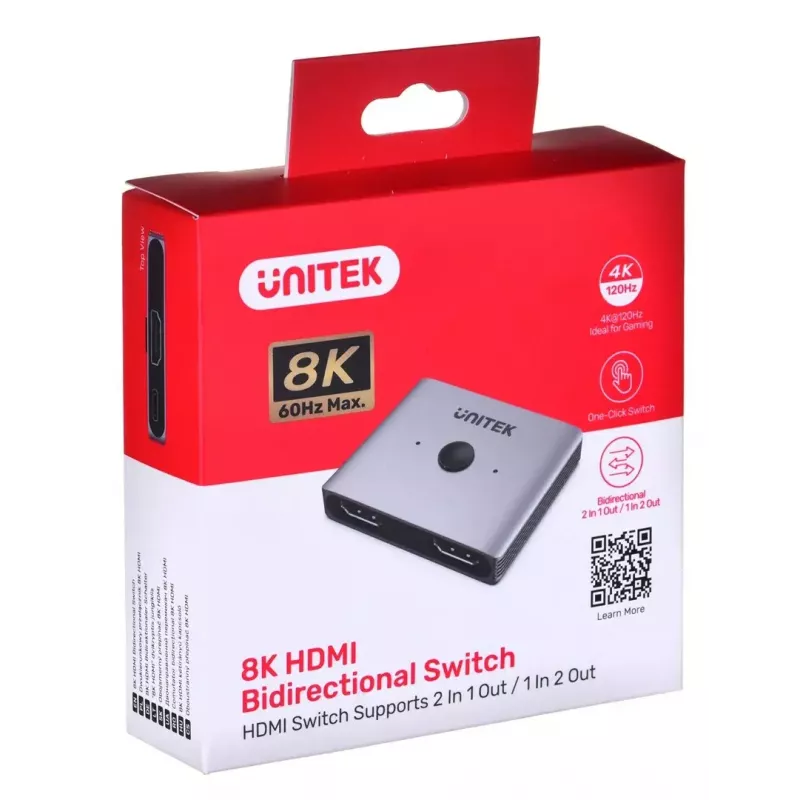 HDMI switch Unitek V1163A 2x1 8K 60Hz — 2 inputs to 1 output