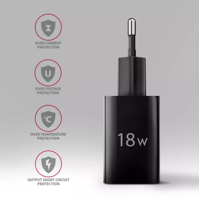 Axagon ACU-QC18 QC 3.0 1× OUTPUT wall charger 18W, Indoor, AC, Black