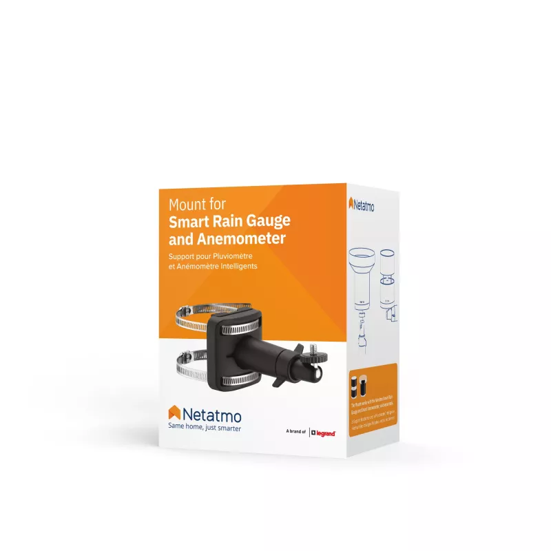 Netatmo Mount for Smart Rain Gauge and Smart Anemometer, Black, Netatmo, 65 mm, 65 mm, 135 mm, 75 mm