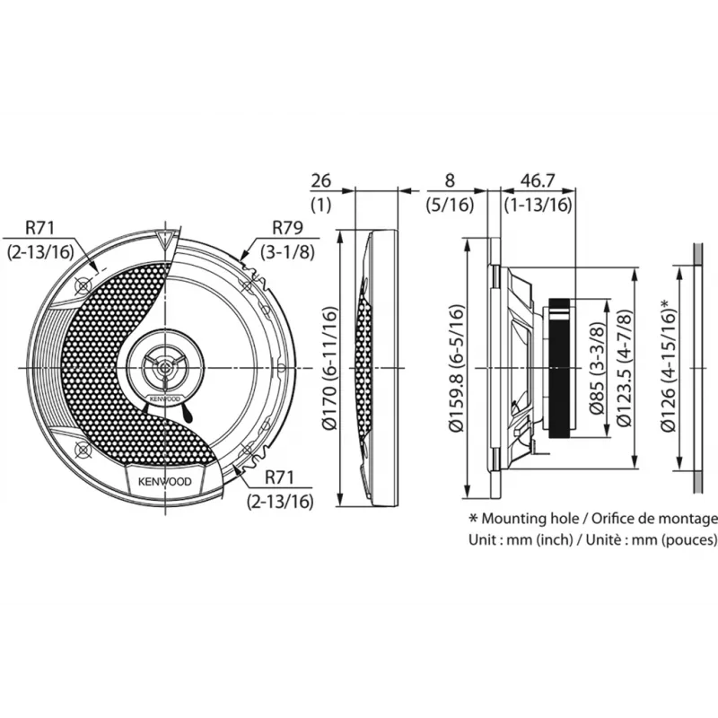 Kenwood KFC-S1676EX car speaker Round 3-way 330 W 2 pc(s)