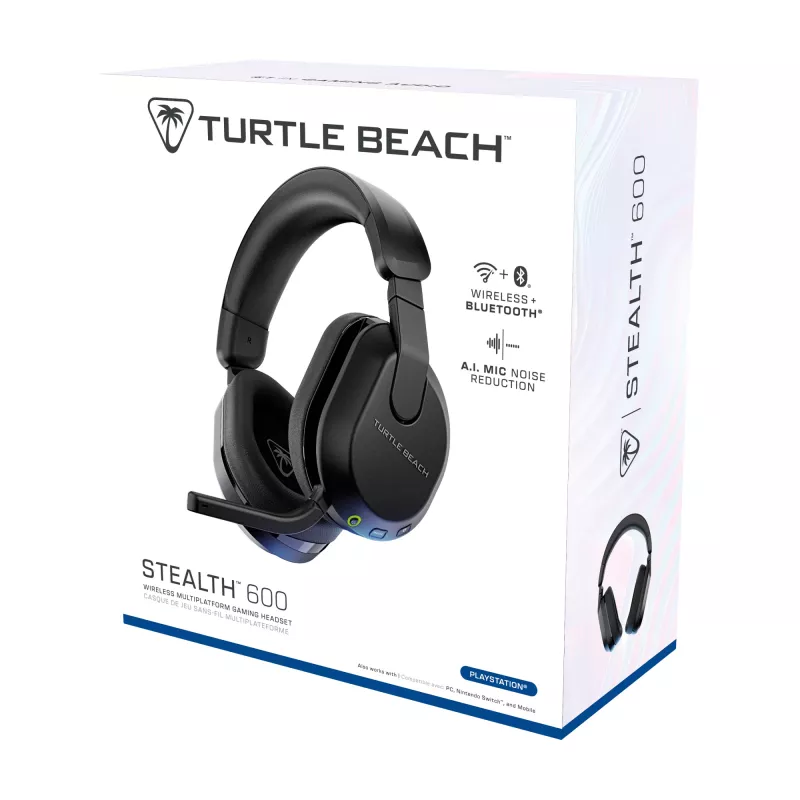 Turtle Beach Stealth 600 Black PlayStation Wireless Gaming Headset with up to 80 hour Battery, 50mm Speakers and Bluetooth for PS5, PS4, PC and Mobile