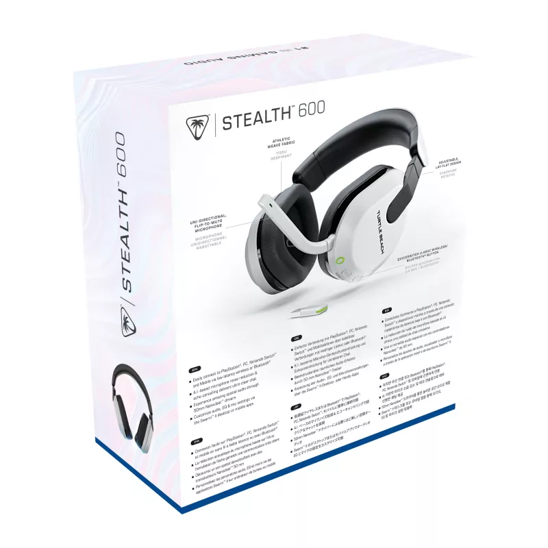 Turtle Beach Stealth 600 White PlayStation Wireless Gaming Headset with up to 80 hour Battery, 50mm Speakers and Bluetooth for PS5, PS4, PC and Mobile