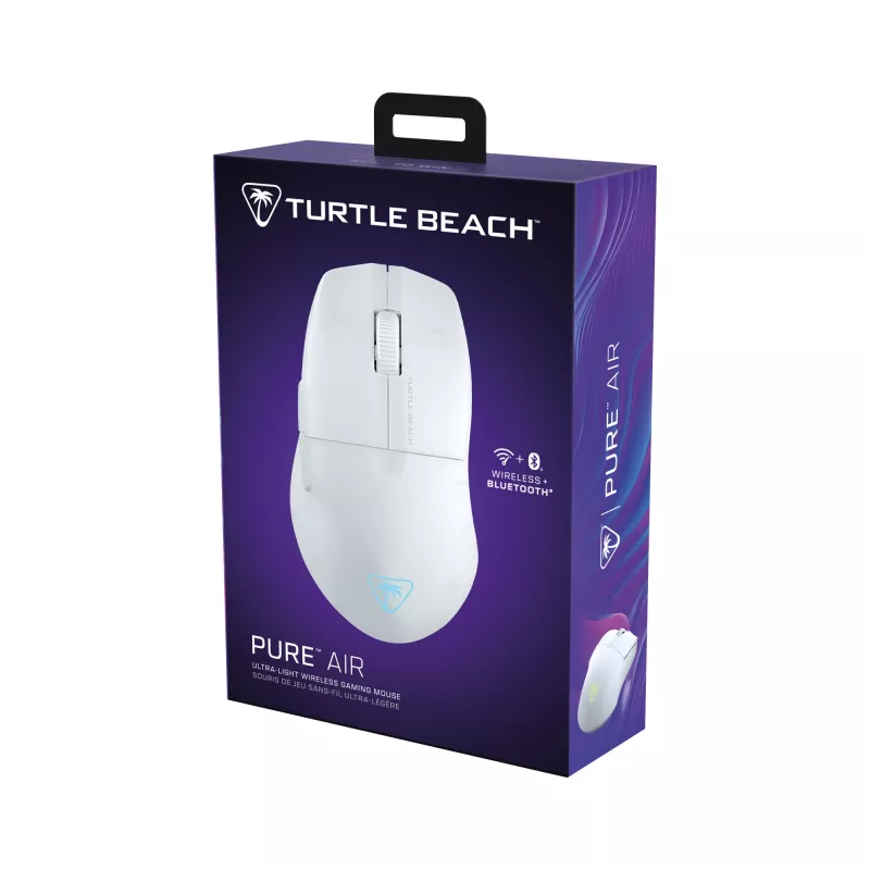 Turtle Beach Pure Air White - Ultra-Light Wireless Ergonomic RGB Gaming Mouse, 26K DPI Optical Sensor, 125h Battery, RGB Illumination