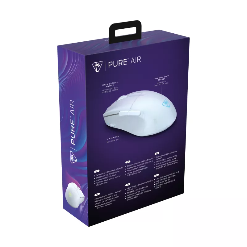Turtle Beach Pure Air White - Ultra-Light Wireless Ergonomic RGB Gaming Mouse, 26K DPI Optical Sensor, 125h Battery, RGB Illumination