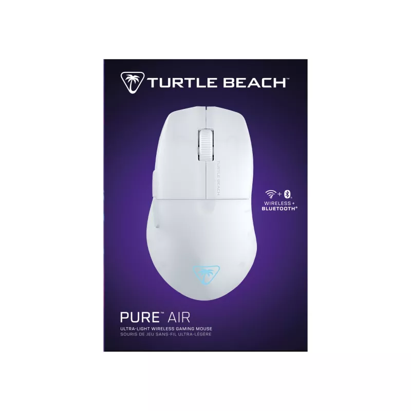 Turtle Beach Pure Air White - Ultra-Light Wireless Ergonomic RGB Gaming Mouse, 26K DPI Optical Sensor, 125h Battery, RGB Illumination