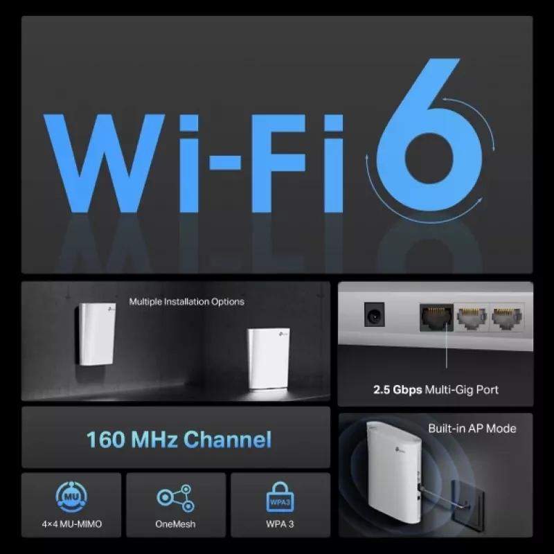 TP-Link AX6000 Mesh Wi-Fi 6 White 1000, 2500 Mbit/s