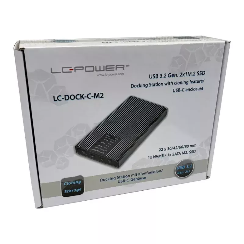 SSD enclosure LC-Power LC-DOCK-C-M2 2 M.2 drives 10 Gbit/s Anthracite