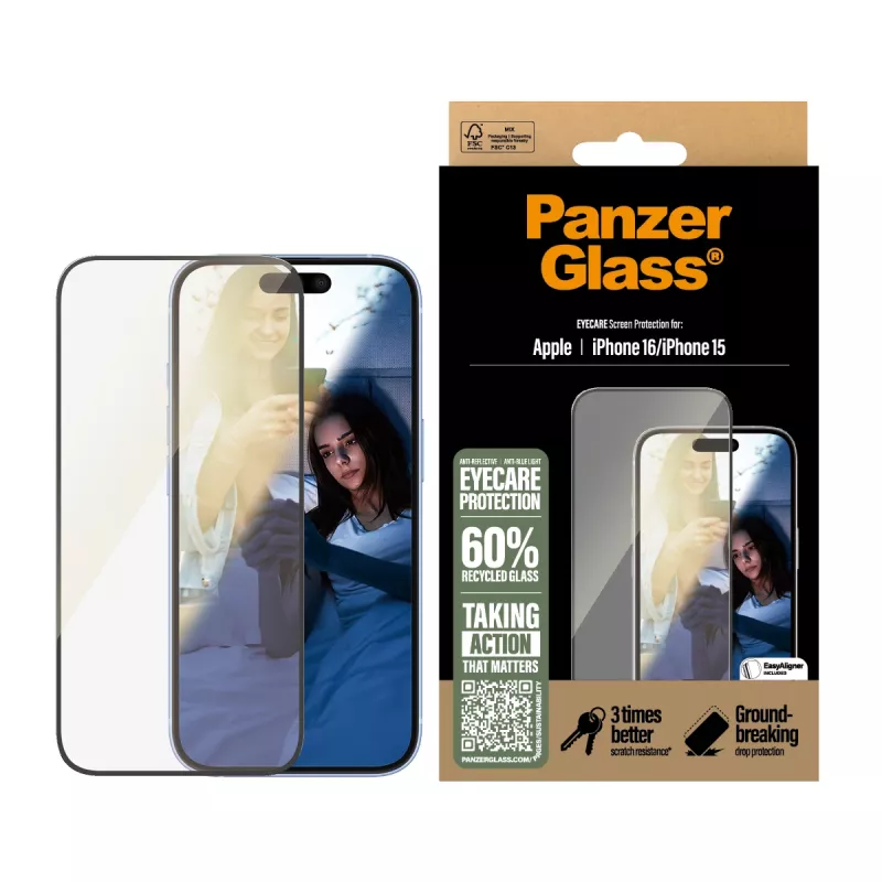 EyeCare Screen Protector PanzerGlass iPhone '24 6.1 inch | 15 | Ultra-Wide Fit