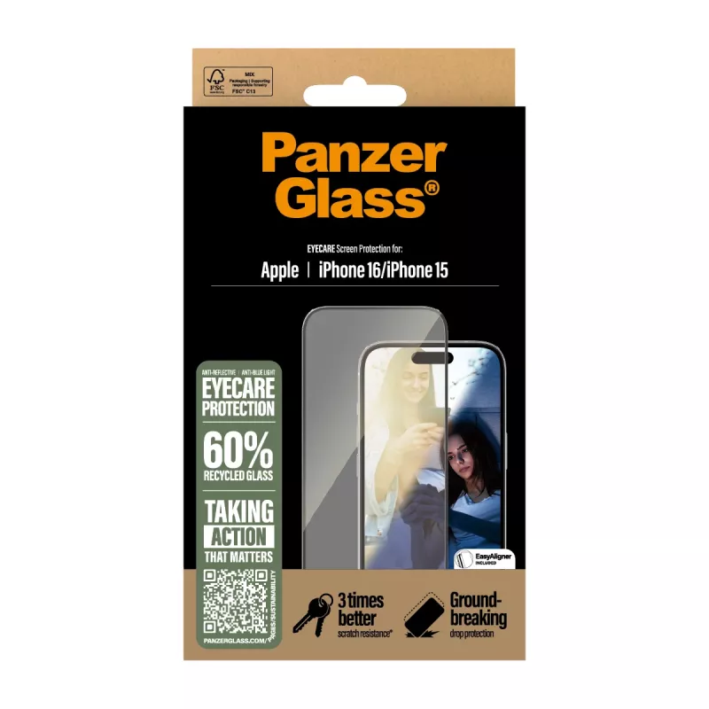 EyeCare Screen Protector PanzerGlass iPhone '24 6.1 inch | 15 | Ultra-Wide Fit