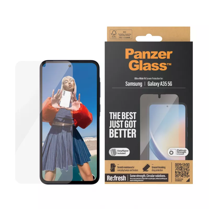 PanzerGlass ® Screen Protector Samsung Galaxy A35 5G | Ultra-Wide Fit w. EasyAligner