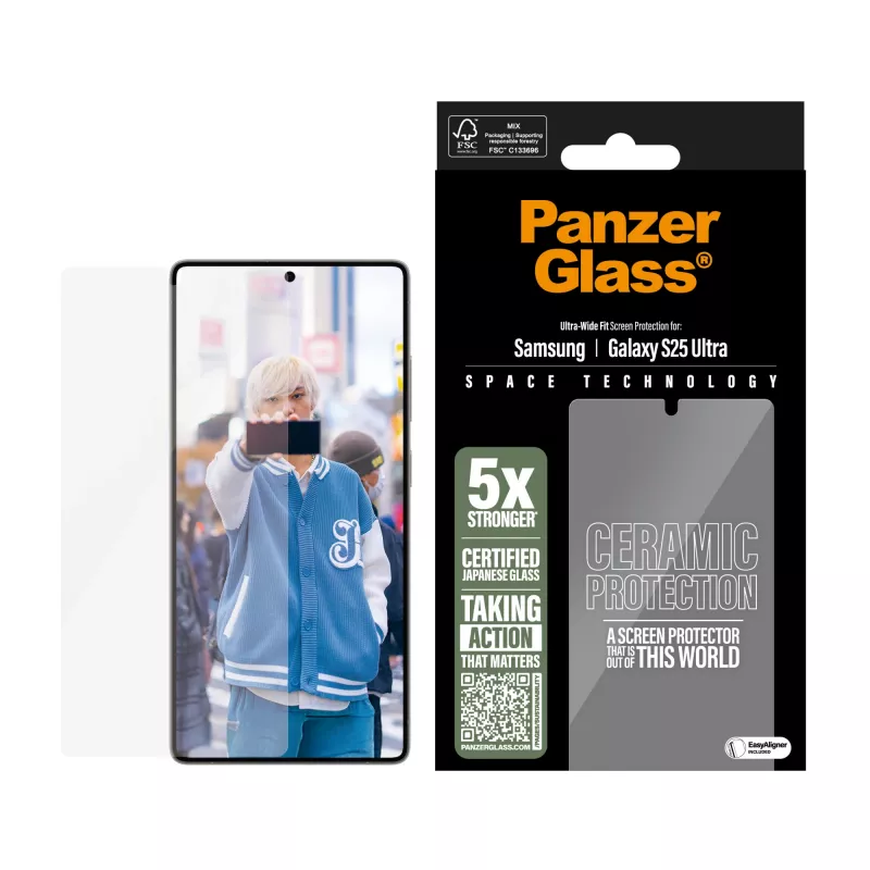 PanzerGlass ® Ceramic Screen Protector Samsung Galaxy S25 Ultra | Ultra-Wide Fit w. EasyAligner