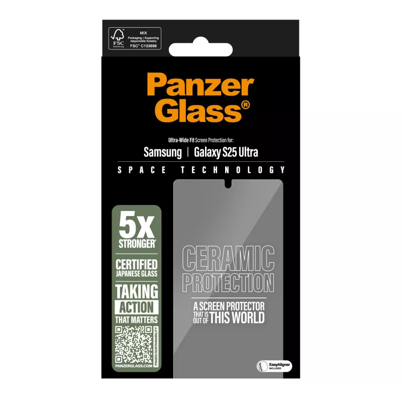 PanzerGlass ® Ceramic Screen Protector Samsung Galaxy S25 Ultra | Ultra-Wide Fit w. EasyAligner
