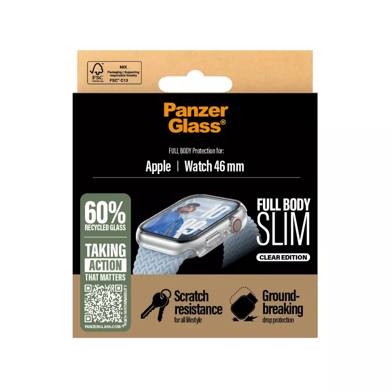 PanzerGlass ® Case Full Body Slim Transparent Apple Watch Series 11 | 10 | 46mm