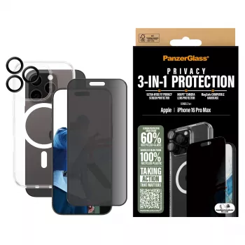 PanzerGlass ® 3-in-1 Privacy Protection Bundle iPhone 16 Pro Max