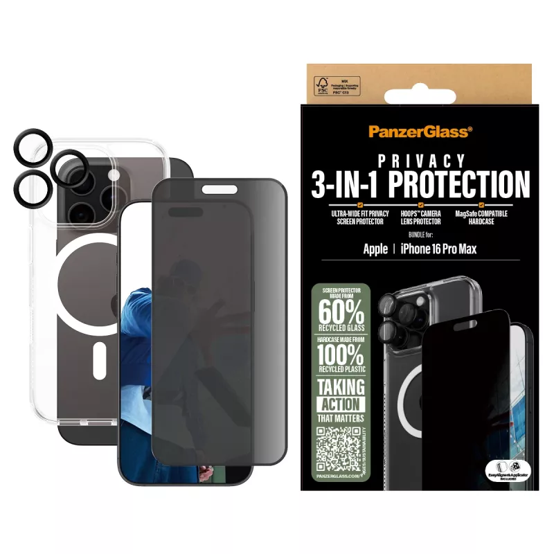 PanzerGlass ® 3-in-1 Privacy Protection Bundle iPhone 16 Pro Max