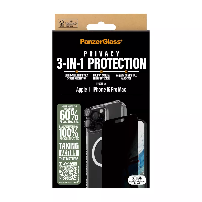PanzerGlass ® 3-in-1 Privacy Protection Bundle iPhone 16 Pro Max