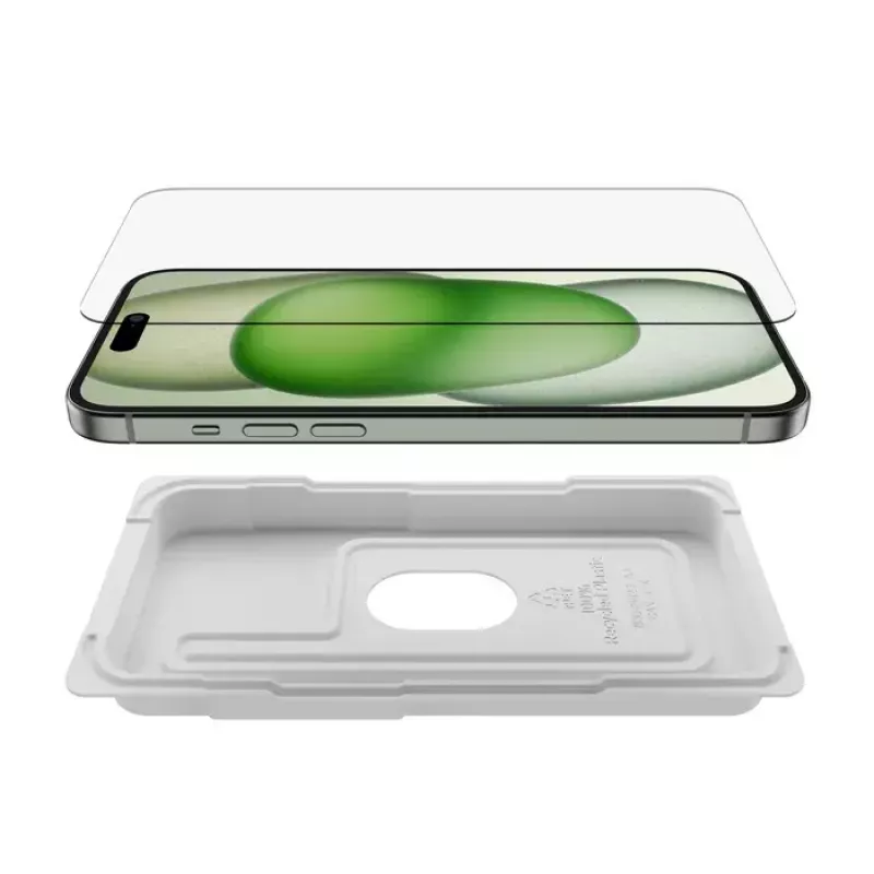 Screen Protector Belkin ScreenForce for iPhone 15 Plus Impact and Scratch Resistant Tempered Glass
