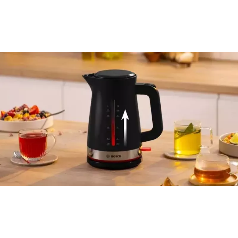 Electric kettle Bosch TWK4M223 1.7 L 2400 W, black, cordless, concealed heating element