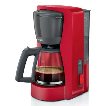 Drip coffee maker Bosch TKA3M134 — 1.4 L water tank, 15‑cup capacity, red