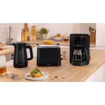 Drip coffee maker Bosch TKA3M133, 1.4 L water tank, 15-cup capacity, black