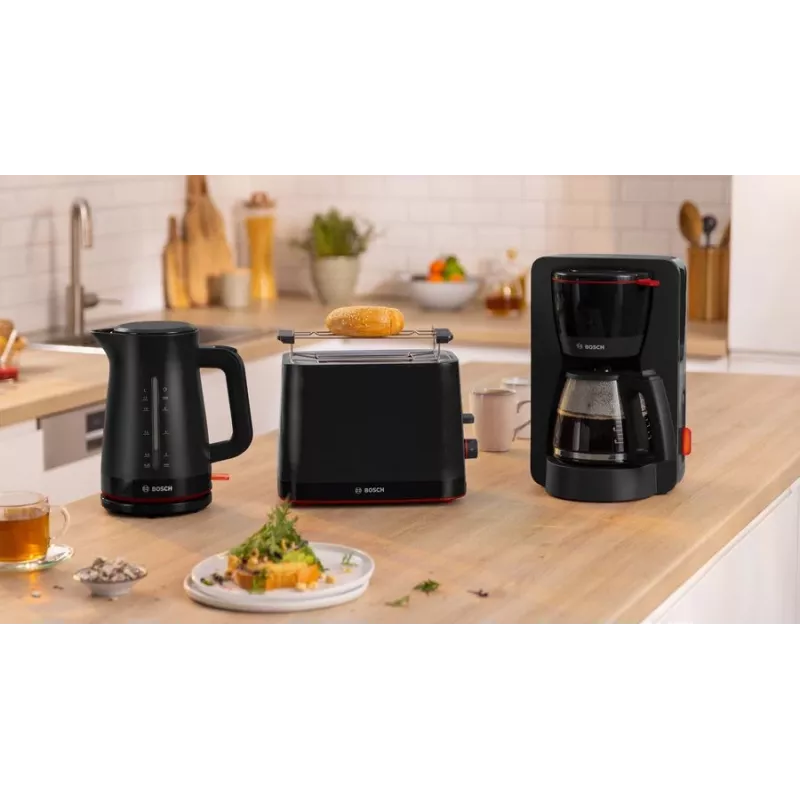 Drip coffee maker Bosch TKA3M133, 1.4 L water tank, 15-cup capacity, black