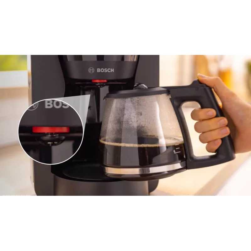 Drip coffee maker Bosch TKA3M133, 1.4 L water tank, 15-cup capacity, black