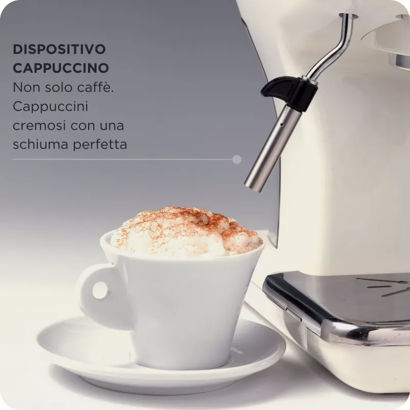 Ariete 1389 Vintage Espresso Coffee Machine - Espresso coffee machine for ground coffee or ESE pods, in a pastel blue colour